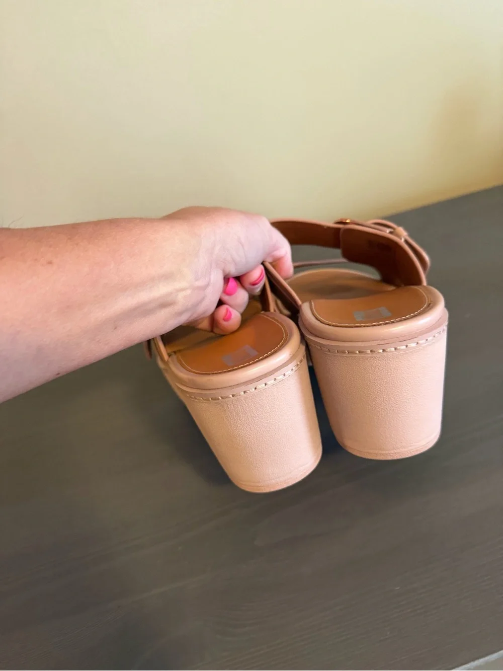 Fitflop Beige Platform Slide with Buckle